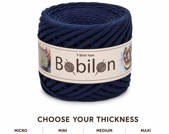 Chunky Cotton Yarn, Jersey T-Shirt Yarn for Crochet Bags, Baskets, Rugs & Macrame, Blue Sapphire