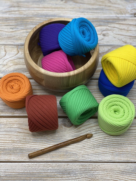  Tshirt Yarn for Crocheting, Colorful DIY T Yarn, Fabric  Spaghetti Yarn, Craft Material DIY Crochet Yarn, Chunky Knit Basket, Mask  Ear Ties Yarn 5-7 mm Blue Lagoon