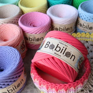 Bobilon bomullsgarn för t-shirts, pastellfärgade vårfärger, virkade väskor, korgar (100 m) bild 1