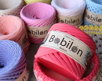 Bobilon Cotton T-Shirt Yarn, Pastel Spring Colors, Crochet Bags, Baskets (100m)