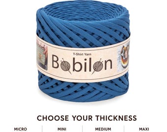 Cotton T Shirt Yarn Chunky Fabric Ribbon for Crochet Macrame Knitting Blue Jeans