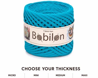 Cotton T Shirt Yarn 4 Thickness Micro to Maxi Chunky Fabric Yarn for Crochet Bags Baskets Blue Lagoon