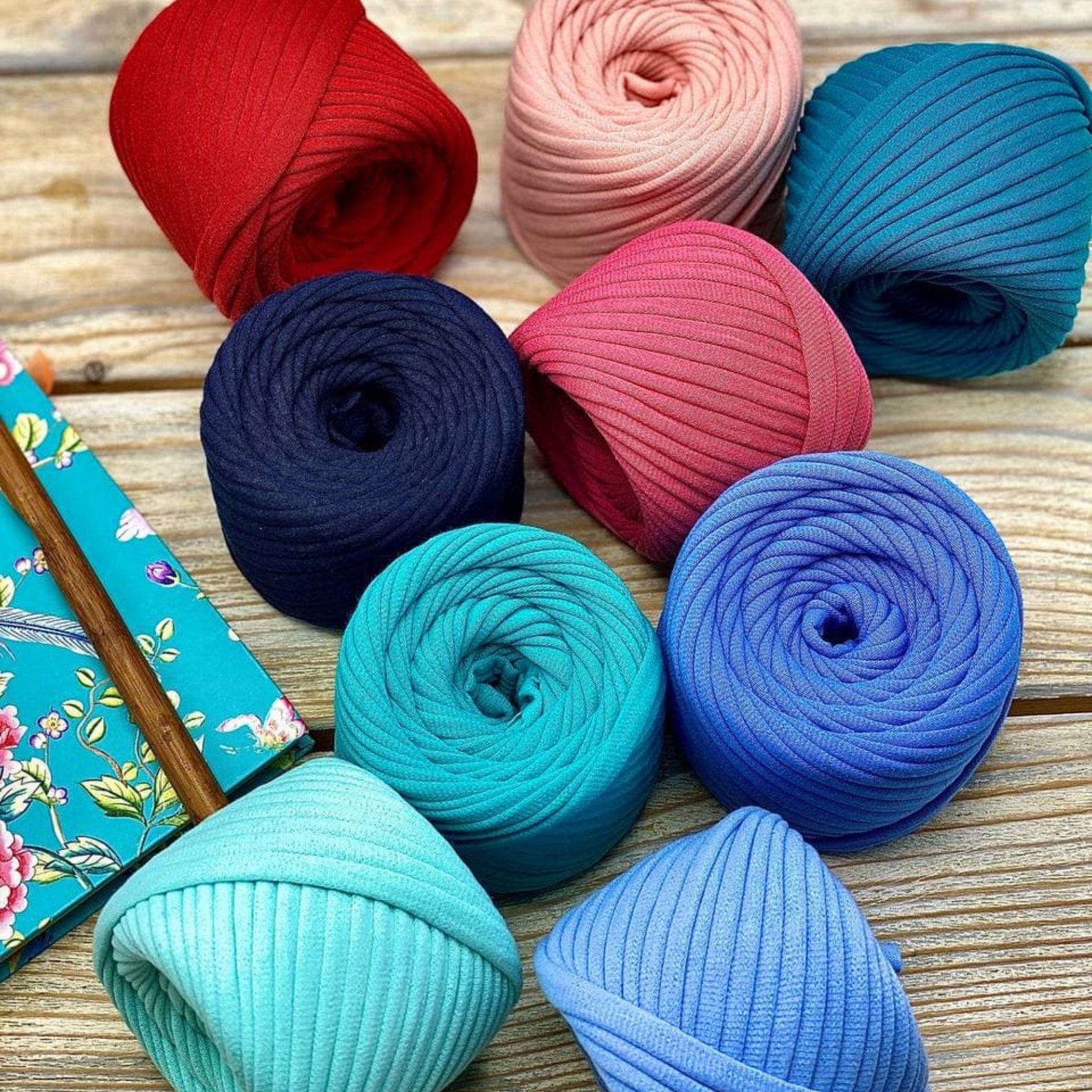 Tshirt Yarn Set Multicolored Ribbon Jersey Yarn For Etsy