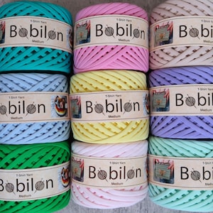 Bobilon bomullsgarn för t-shirts, pastellfärgade vårfärger, virkade väskor, korgar (100 m) bild 6