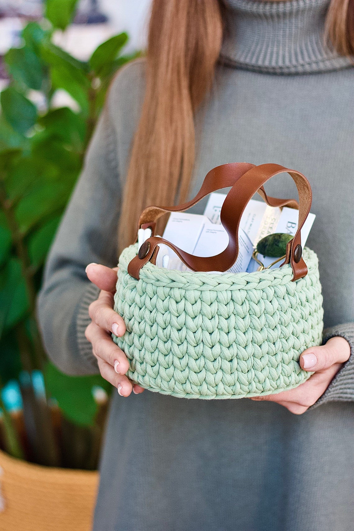 Crochet Basket Kit Learn To Crochet Bobilon Luxe Basket DIY Etsy