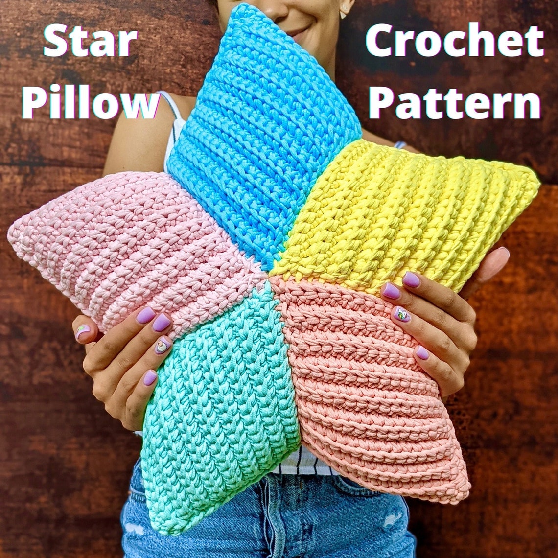 Crochet pattern Star Pillow easy PDF digital pattern for Etsy