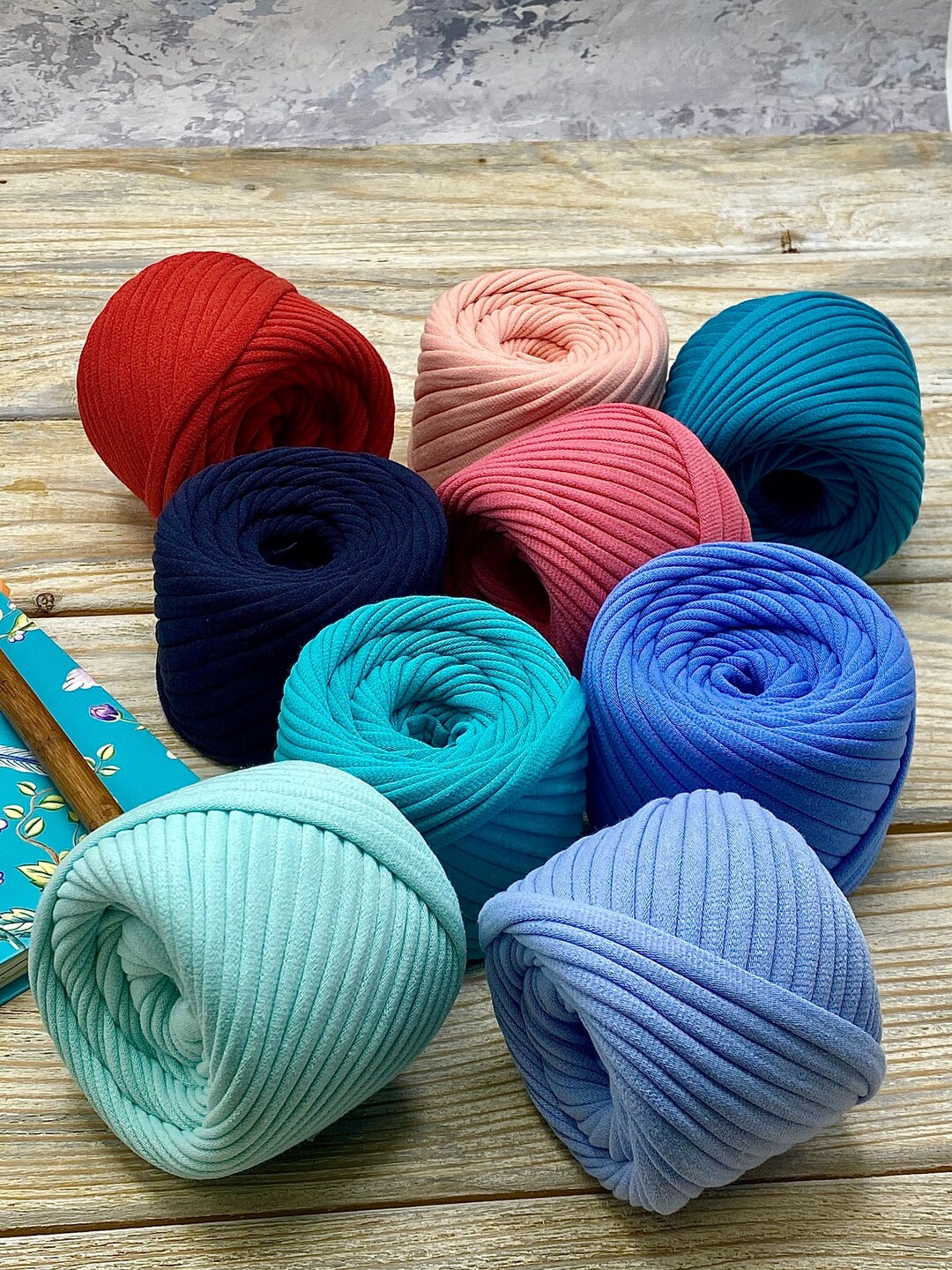 Tshirt Yarn Set, Multicolored Ribbon Jersey Yarn for Crocheting