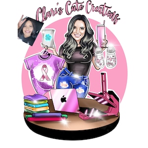 Cricut Crafter Logo, Tumbler Designer Logo, T-Shirts Designer Logo, Cartoon Logo Portrait, Heat Press Machine, Printing Business Logo