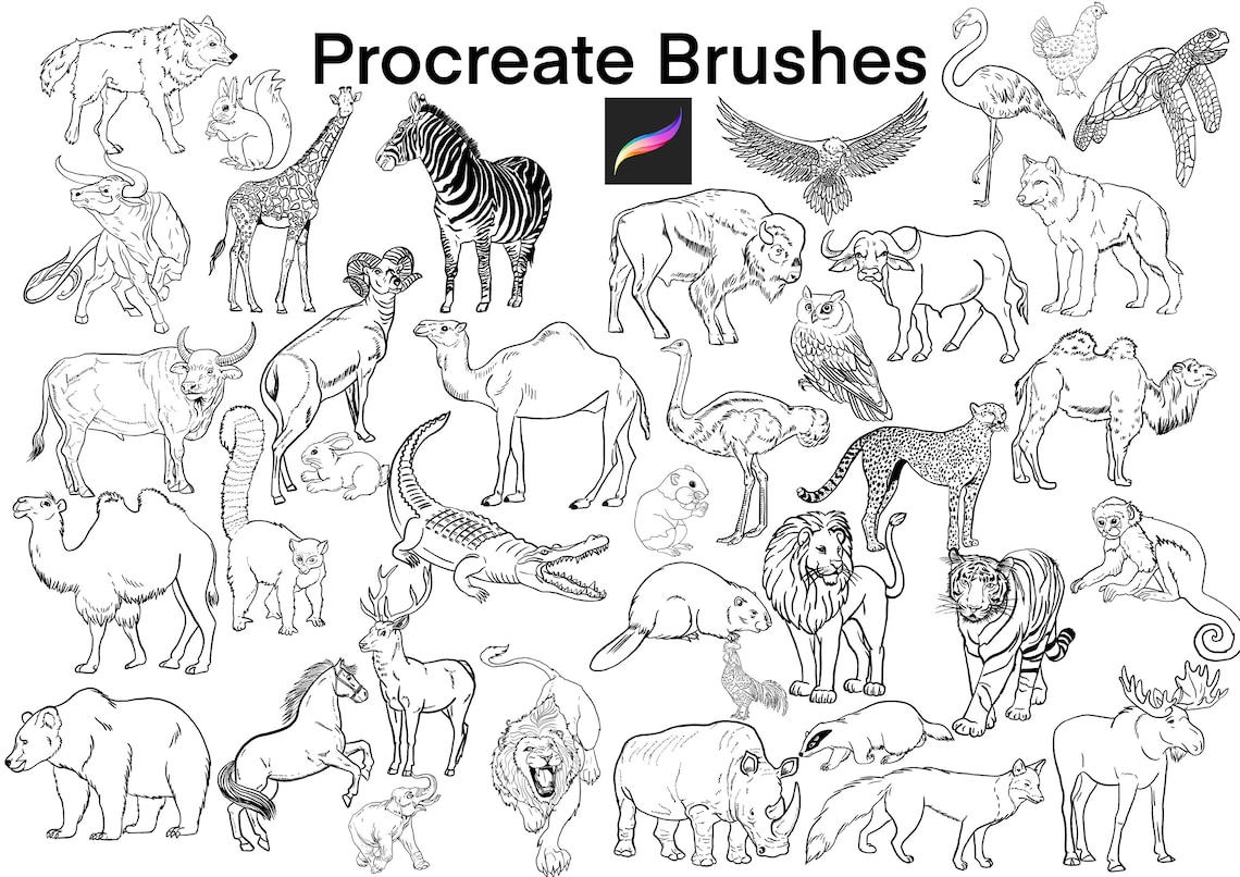 40 Procreate Animals Brushes. Procreate Animals Stamps. Etsy