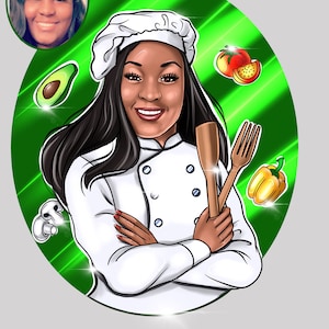 Logo de dessin animé, bûche personnalisée, portrait personnalisé, avatar, logo cuisiné
