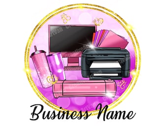 Retrato de logotipo empresarial de dibujos animados: Diseño de Cricut Crafter (archivo digital)