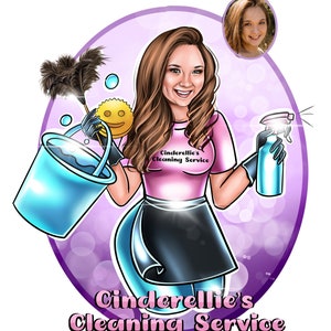Cartoon logo, Logo for business, Cleaning logo, Crafter logo, Caricature