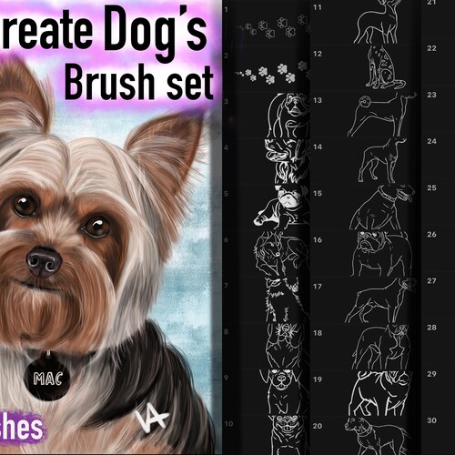 50 Dogs Brush Set Procreate Pets Brushes Animals Brushes Etsy