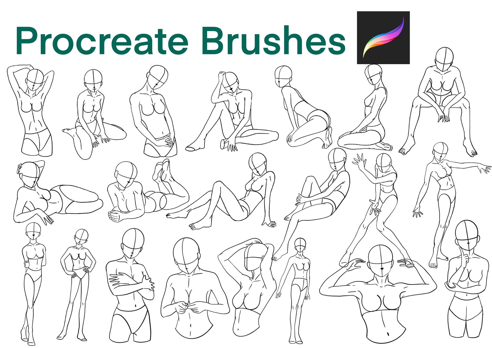 60 Procreate Body Poses Procreate Body Stamps Procreate Etsy