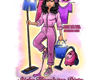 Custom Cleaning Business Cartoon Logo: Maid Service Branding
