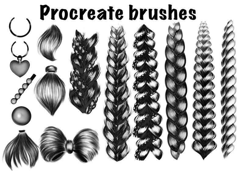 60 Procreate Braids Brushes. Procreate Hair Brushes. Procreate Etsy