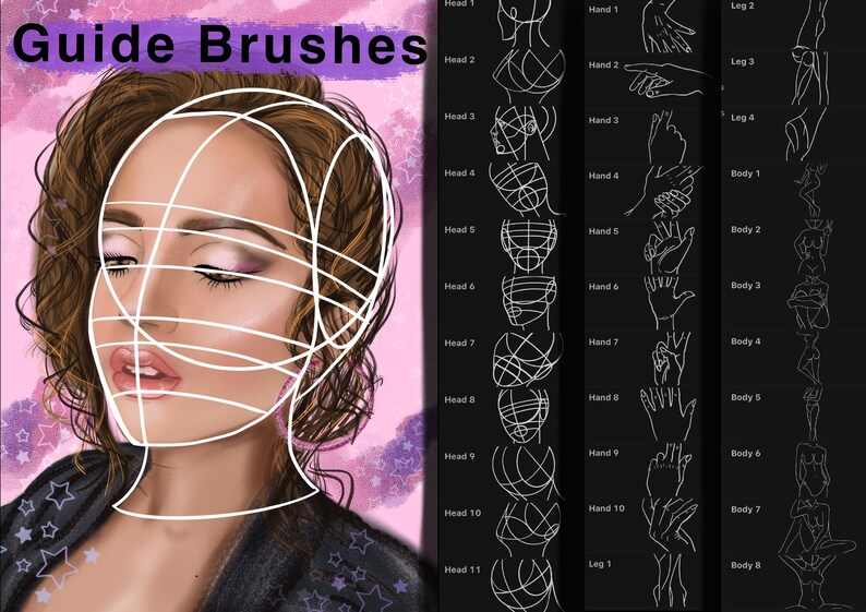 Procreate Guide Brushes. Procreate Stamps. Procreate Guide Etsy