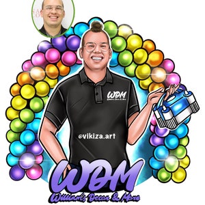 Cartoon logo for your business, cartoon portrait, party logo, logo