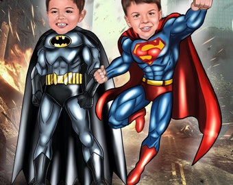 Superhero Portrait / Get Your Own Superhero Portrait from your photo/ Superhero caricature /Custom super hero portrait