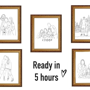 Disegno personalizzato Disegno di famiglia personalizzato da foto, regalo di Natale, illustrazione personalizzata del ritratto di famiglia, regalo per l'anima gemella, regalo di coppia