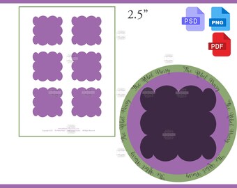 Template- Scalloped Square Tag Template, PSD, PNG, 8 1/2 x 11, digital file