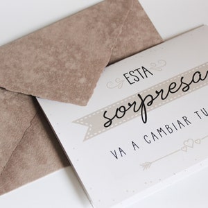 Tarjeta para anunciar un embarazo - 【 Tarjetón para ecografía 】- Tarjeta bebé en camino A5 (15x21 cm) + sobre artesanal hecho a mano