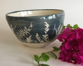 Medium bowl of carved white clay. Handmade ceramics. Exclusive design