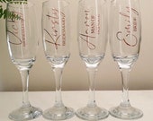 Personalised Vinyl Permanent DIY Decals For Champagne Flutes Pint Glass Bridal Party Wedding Glasses Favours Hen Stag Do Rose Gold Silver