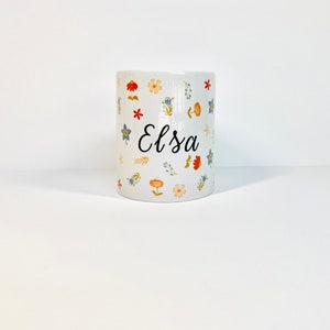 11oz 12oz Kids Customizable Mug, Customize with name, Pretty Flowers, flower, Toddler mug, Birthday Gift, Gifts
