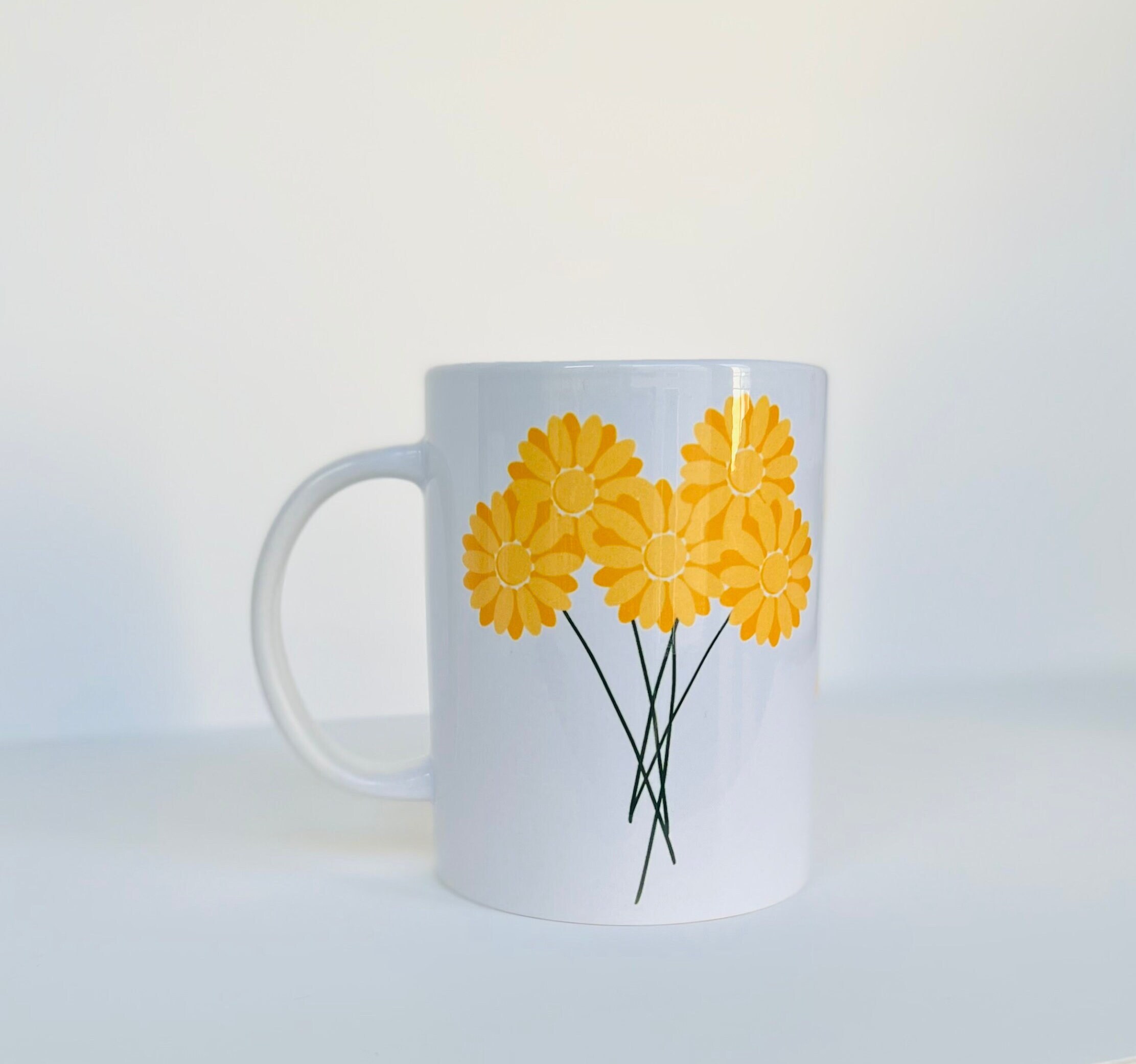 12oz Customizable mug Spring summer Flower Design Customize with name
