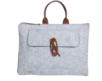 Eco-friendly Recycled Light Grey Felt Office Laptop Bag