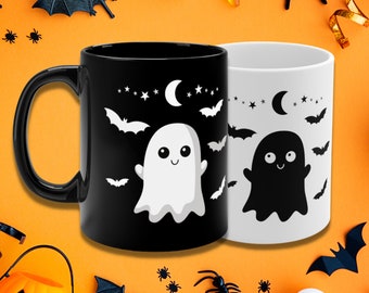 Cute ghost Ceramic mug, Halloween gift, Spooky October merch mug, Gift for Halloween fan, Mug 11oz