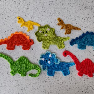 Large Dinosaur Applique | Brachiosaurus Stegosaurus Triceratops T-Rex | Childs Jumper Embellishment | Prehistoric Crochet Appliques