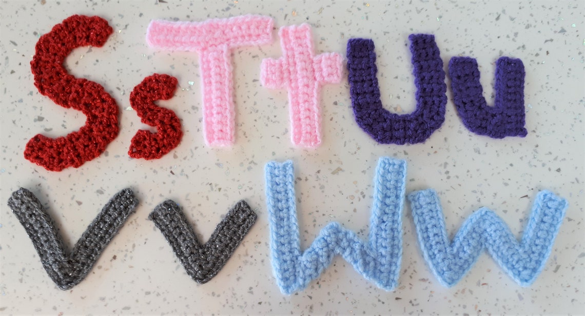 10 12 Letters Appliques Crochet Name Applique Small and Etsy