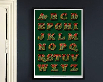 Cartel del alfabeto de letras elegantes