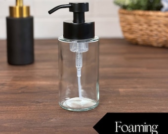 Bauernhaus Schaumglas Seifenspender | 10-Unzen nachfüllbar | Mehrere Optionen | Designer Metall Pumps | Handseife Dish Soap Lotion