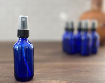 4 oz Cobalt Blue Glass Bottles, with Black Fine Mist Sprayer