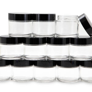 4oz Glass Jar with insulated black plastic lid for Creams, Spice, Honey, Jams, skincare and essential oils.  Also, great for candle making!