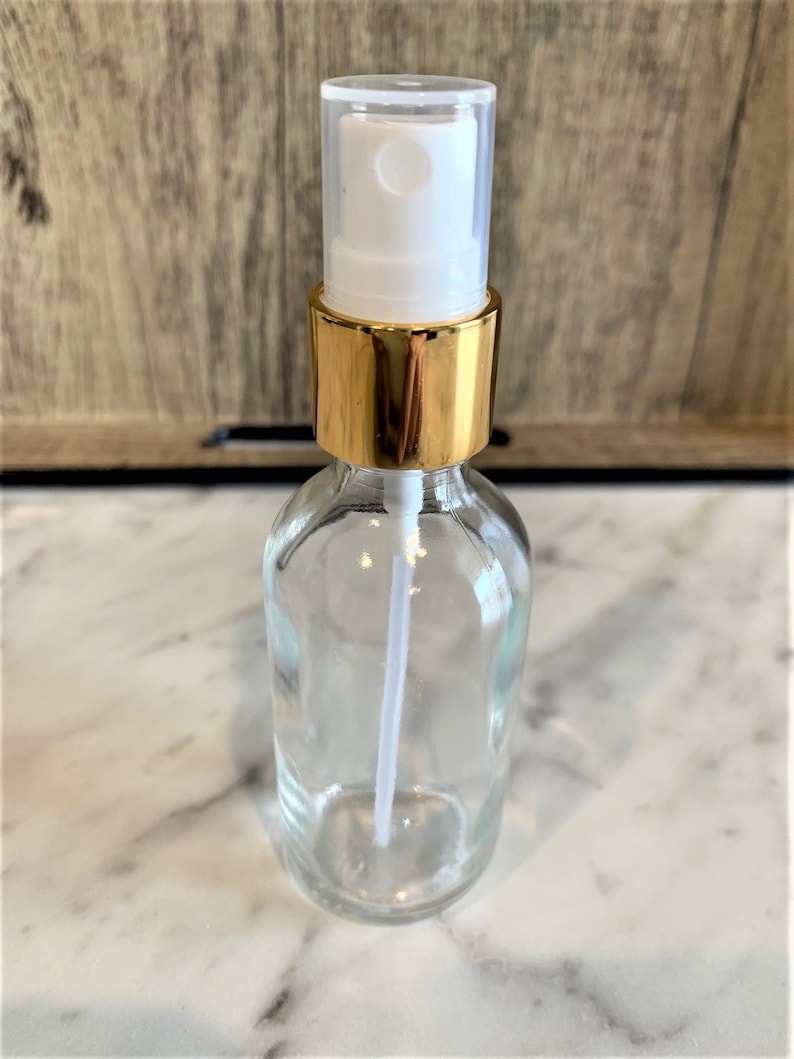 2 Oz. 60 ML Clear Boston Round Glass Bottle With Gold Fine - Etsy