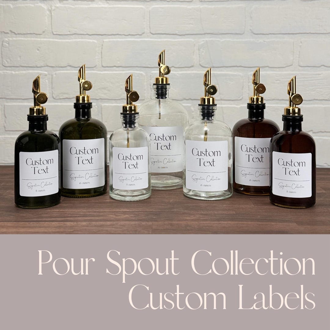 Botellas de vidrio de boticario con etiquetas personalizadas y picos  vertedores con peso / Variedad de opciones / Perfectas para aceites y  vinagres / ..., image size:1080x1080