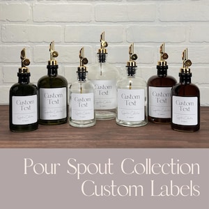 Apothecary Glass Bottles with Custom Labels and Weighted Pour Spouts | Variety of Options | Perfect for Oils and Vinegars | Minimalist Décor