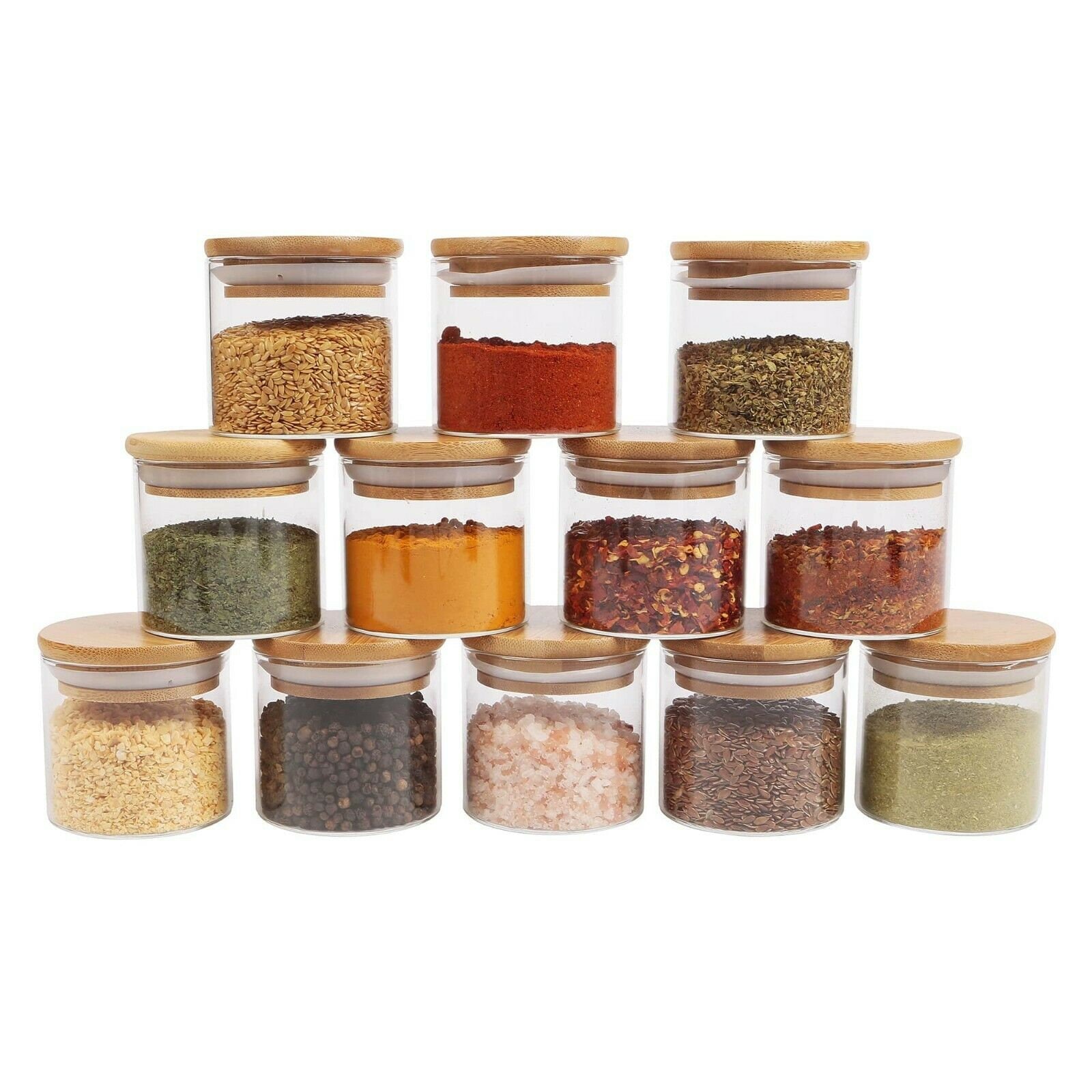 2 oz. Glass Spice Jars with Bamboo Lid Eco Kitchen Etsy
