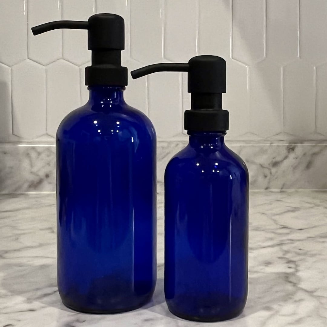 Cobalt Blue Glass Soap Dispenser Refillable Designer Soap Pump