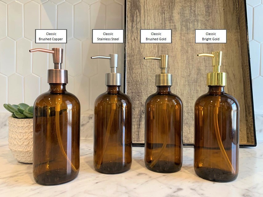 Classic Glass Apothecary Soap Dispenser 16oz. Refillable Etsy