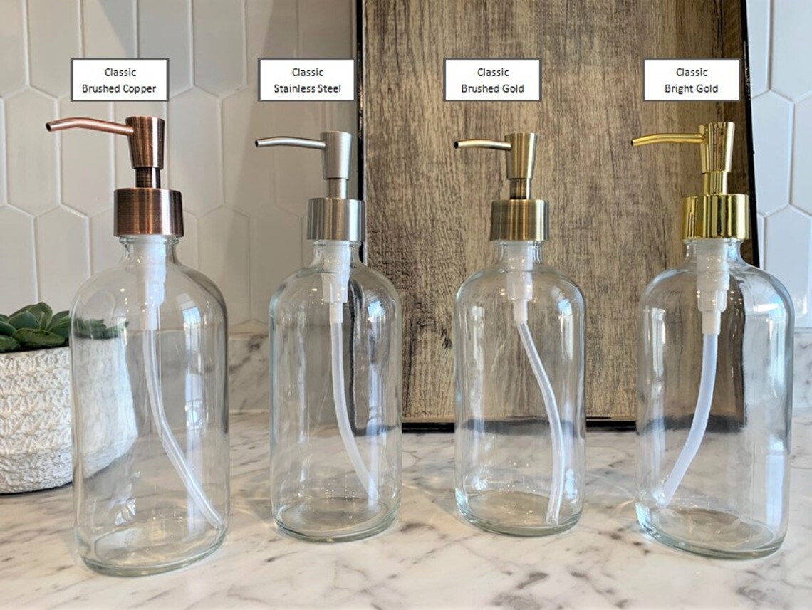 Classic Glass Apothecary Soap Dispenser 16oz. Refillable Etsy
