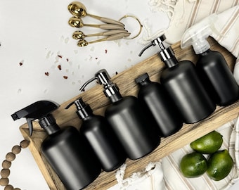 Schwarzer Mattglas-Seifenspender | 8 oder 16 Unzen