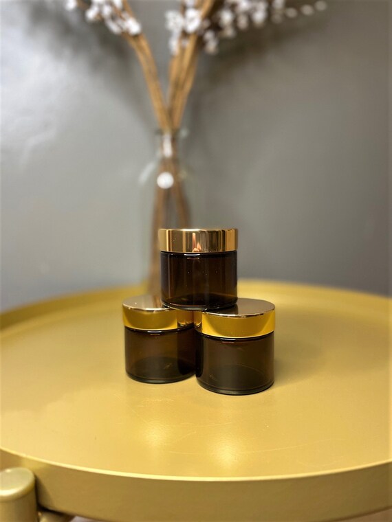 2oz Amber Glass Jar With Insulated Gold Lid for Creams Etsy
