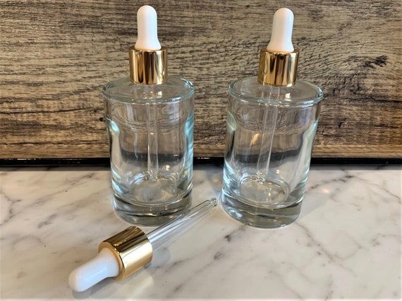 4 Pack Clear Glass Bottles 7 Oz With Gold Caps - Heavy Base Bottles For Oil, Vinegar, Kombucha, Gift Box Included