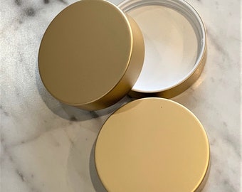 Beautiful Brushed Gold Lid | Smooth, Metal shelled, Continuous thread cap with a 70-400 neck finish and foam liner.