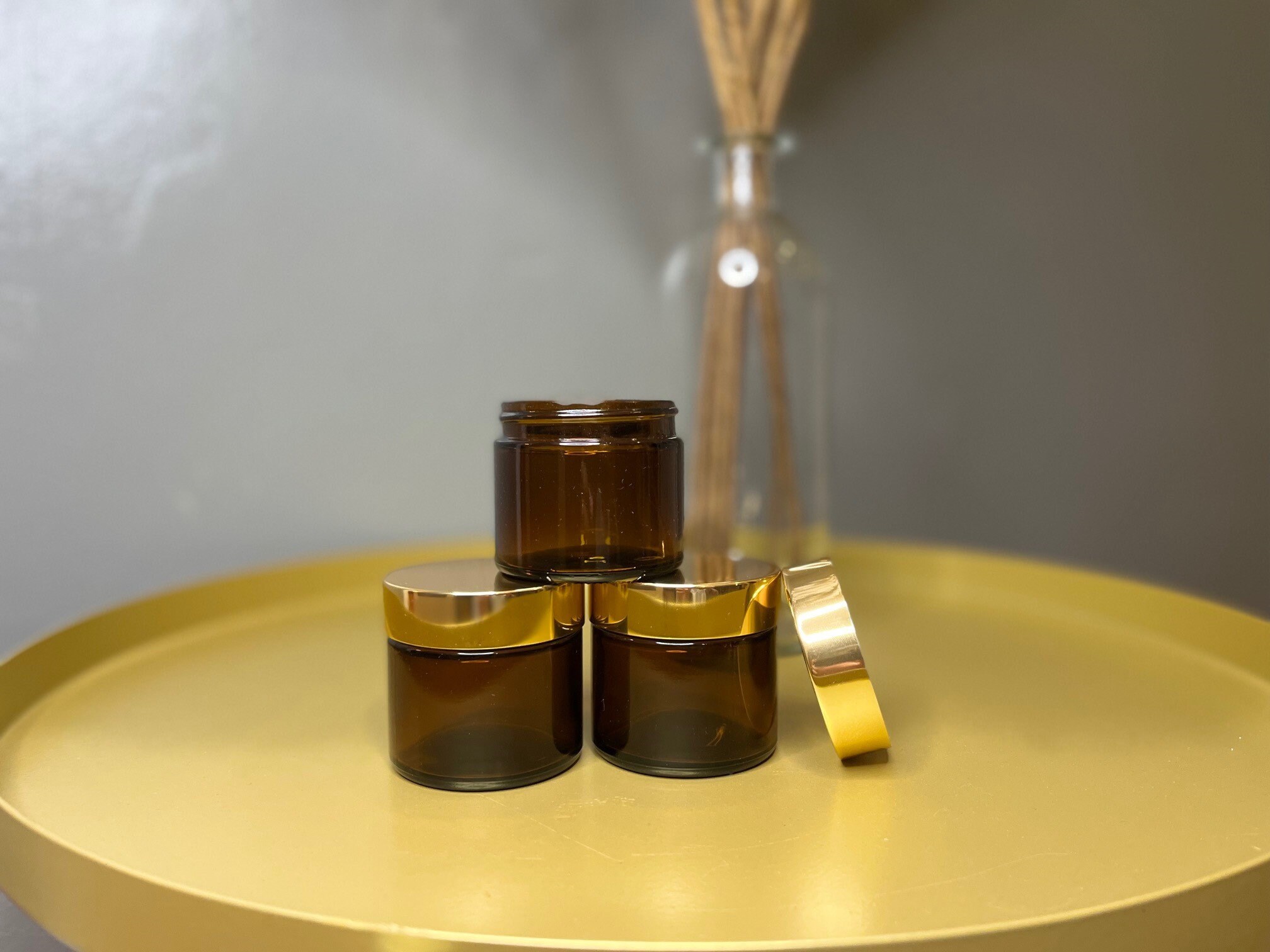 2oz Amber Glass Jar With Insulated Gold Lid for Creams Etsy